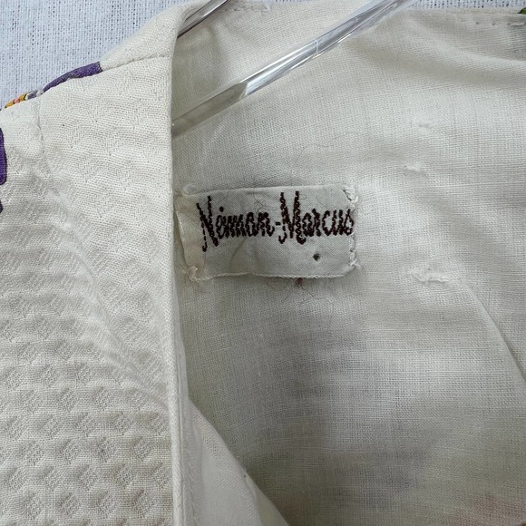 NEIMAN MARCUS Vintage 60s Dress Womens XS Small Off White Floral Print Mod Shift - Picture 8 of 16